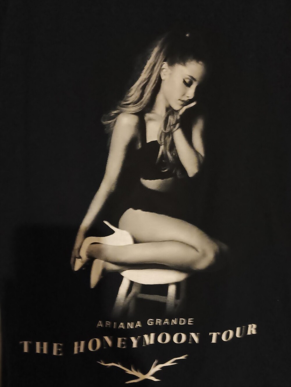 Ariana Grande Black Graphic with "The Honeymoon Tour" Print